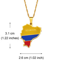 Anniyo Ecuador Map With Flag Pendant Necklaces Ecuadorian Jewelry #214621