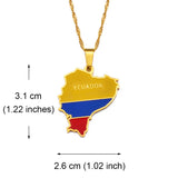 Anniyo Ecuador Map With Flag Pendant Necklaces Ecuadorian Jewelry #214621