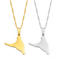 Anniyo Comoros Anjouan Island Map Pendant Necklaces Silver Color/Gold-Plated Ndzouani Jewelry #265921