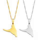 Anniyo Comoros Anjouan Island Map Pendant Necklaces Silver Color/Gold-Plated Ndzouani Jewelry #265921