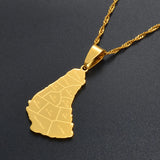 Anniyo Map of the Barbados Island With City Name Pendant Necklaces Gold Color Maps Jewelry #043521