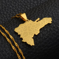 Anniyo Dominican Map With Cities Pendant Necklaces Jewelry Gold Color and Silver Color #123521