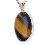 Crystal Quartz Oval Stone Pendant Natural Rose Quartz Tiger Eye Labradorite Agate Stone Pendant Wedding Decoration Charm Jewelry