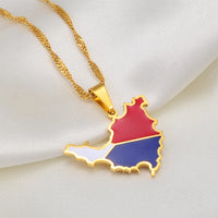 Anniyo Sint Maarten & Saint-Martin Island Map Pendant Necklace Saint Martin Gold Color Jewelry Netherlands #204221