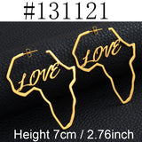 Anniyo African Symbol Earrings Gold Color Stainless Steel Adinkra Nyame Earrings Stud Ethnic large Jewelry Love  #131121