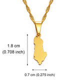 Anniyo 1.8CM Small Size Albania Map Pendant Necklaces for Women Girls Gold Color/Silver Color Albanian Jewelry #146921