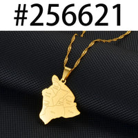 Anniyo Hawaii Map With City Name Pendant Necklaces Hawaiian Jewelry #256621