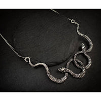 Goth Entwined Snakes Water Drop Crystal Necklace Gothic Punk Jewelry Statement Party Grunge Pendant Witcher Charm Fashion Gift