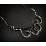Goth Entwined Snakes Water Drop Crystal Necklace Gothic Punk Jewelry Statement Party Grunge Pendant Witcher Charm Fashion Gift