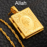 Anniyo DIY Keeping Photo Pendant Necklace Women Iran Jewelry,Gold Color Islam Arab Holy Bible Cross Allah Box #071502