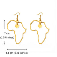 Anniyo 7CM/2.6CM/3.5CM Africa Map Big Earrings Exaggerate Earring Heart African Jewelry Traditional Ethnic Hyperbole #232721