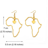 Anniyo 7CM/2.6CM/3.5CM Africa Map Big Earrings Exaggerate Earring Heart African Jewelry Traditional Ethnic Hyperbole #232721