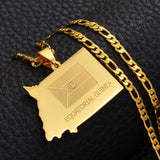 Anniyo EQUATORIAL GUINEA Map Necklace Gold Color Jewelry Guinea Ecuatorial Pendant Necklaces Jewellery Maps #003321