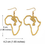 Anniyo Gold Color Stainless Steel Egyptian Queen Nefertiti Earrings African Map Big Earrings Jewelry Africa Ethnic  #116821