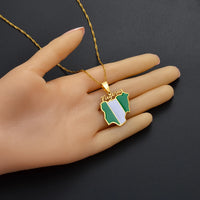 Anniyo Nigeria Map Flag Pendant Necklaces Gold Color Nigerian Maps Jewelry Patriotic  #136621