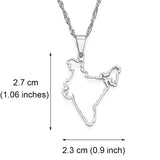 Anniyo 2.7CM Contour Design India Map Pendant Necklaces Silver Color/Gold Color Ethnic Jewelry #148421