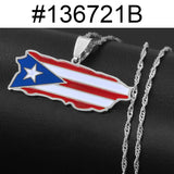 Anniyo Puerto Rico Map and Colored Flag Pendant Necklaces Gold Color PR Puerto Ricans Jewelry #136721