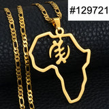 Anniyo African Map Cultural Symbol Pendant Necklaces Women Men Adinkra Gye Nyame Ethnic Jewelry Congo Ghana Nigeria @129721