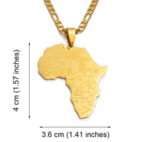 Anniyo Africa Map Wth Country Flags Pendant Necklaces for Men Women Unisex,Gold Plated Congo Ghana Nigeria Jewelry #035321
