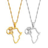 Anniyo Outline Africa Map Berbers Pendant Necklaces African Berber Jewelry for Women Men @250621