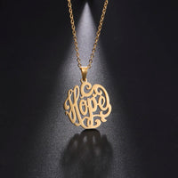 Cazador Hollow Faith Hope Letter Pendant Necklace for Women Stainless Steel Jewelry Charm Necklace Birthday Party Gifts New 2025