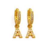 Anniyo A-Z Letters Earrings Women Girls Jewelry Alphabet Initial CZ Cubic Zirconia Earrings Letter African party Items #229306