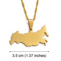 Anniyo Russia Map Pendant Necklaces The Russian Federation Charm Jewelry Silver Color/Gold Color Chain Necklaces #008021