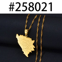 Anniyo Bosnia and Herzegovina Map With City Name Pendant Necklaces Bosna Hercegovina Jewelry #258021