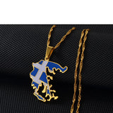 Anniyo Greece Map and Flag Pendants Necklaces Silver Color/Gold Color Greek Jewelry Patriotic  @241621