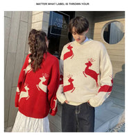 Christmas Sweater Women Autumn Winter Korean Loose Pullover Deer Sweater Men and Woman Oversized Sweaters Couples