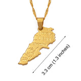 Anniyo Liban Map Pendants Chain Necklaces for Women Girls Gold Color Jewelry Lebanon Maps #007410