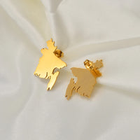 Anniyo 2.8CM Bangladesh Map Stud Earrings Gold Color/Silver Color Stainless Steel Bangladeshi Maps Bengali #232321