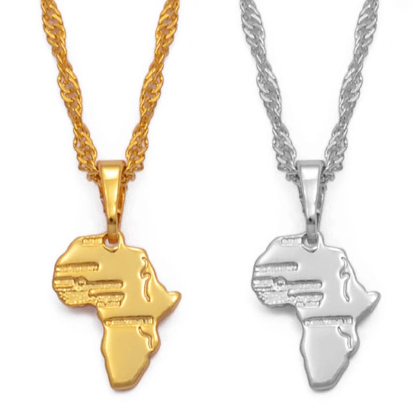Anniyo (1.3CM) Mini Africa Map Pendant and Necklace for Women Girls Gold Color Jewelry Small Map African Wholesale #048604