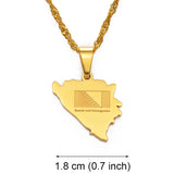 Anniyo 1.8CM Bosnia and Herzegovina Map Pendant Necklaces Women Girls Charm Bosna Hercegovina Maps Jewelry #145621