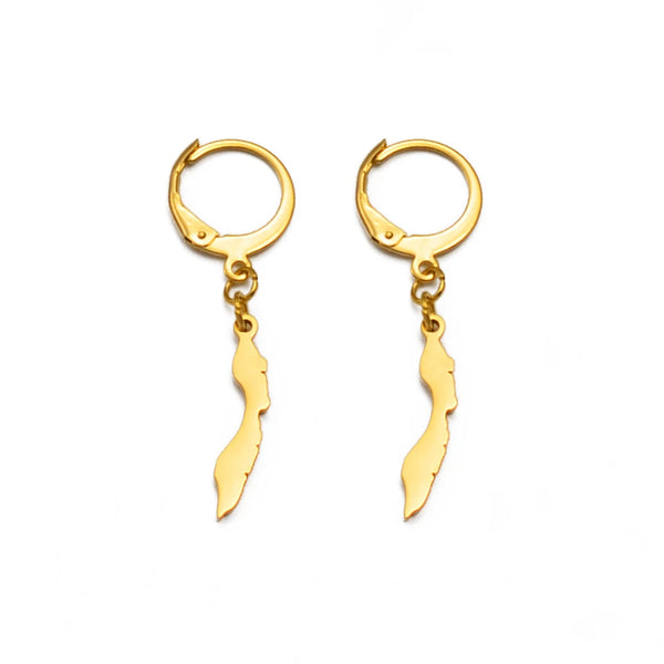 Anniyo 2CM Curacao Map Stud Earrings for Women Girls Gold Color and Stainless Steel Base Jewelry Maps @262621