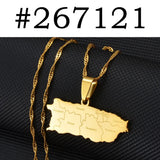 Anniyo Puerto Rico Map With Cities Pendant Necklaces Gold Color Silver Color PR Puerto Ricans Jewelry #267121