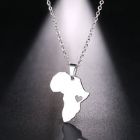 DOTIFI  Stainless Steel Necklace For Women Man Africa Map Gold Color Pendant Necklace Engagement Jewelry