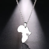 DOTIFI  Stainless Steel Necklace For Women Man Africa Map Gold Color Pendant Necklace Engagement Jewelry