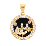Nature Stone Black Agate Sun Star Love Compass Charm Pendant,18K Gold Plated,Jewelry Necklace Bracelet Accessories Supplies M56