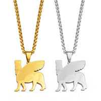 Anniyo Ashur Pendant Necklaces for Women Men Lama,Lamma,Lamassu is an Assyrian Protective Deity Jewelry #238821