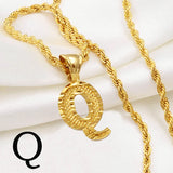 Anniyo A-Z Letters Necklaces Women Men Gold Plated Initial Pendant Rope Chain English Letter Jewelry Alphabet African #058002B