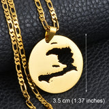 Anniyo Haiti Maps Pendant Necklaces for Men Women Girls Haitian Map Jewelry @133821