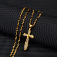 Anniyo Cross Necklaces Women Girl Charms Pendant Cubic Zirconia Crosses Jewelry CZ Christian Catholic Religious Ornaments#134916