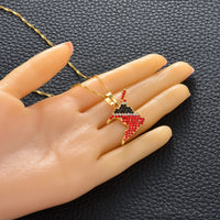 Anniyo Trinidad and Tobago Map Rhinestone Pendant Necklaces Trinidad & Tobago Jewelry Ethnic  @237206