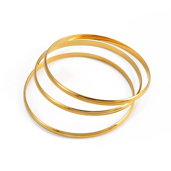 Anniyo 3PCS/Lot, Wholesale Bangle for Women Gold Color African Bright Bracelet Jewelry Middle East  #133816