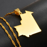 Anniyo Mauritania Map Pendant Necklace for Women/Men,Gold Color Mauritanian Jewelry Maps s #029021