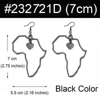 Anniyo 7CM/2.6CM/3.5CM Africa Map Big Earrings Exaggerate Earring Heart African Jewelry Traditional Ethnic Hyperbole #232721