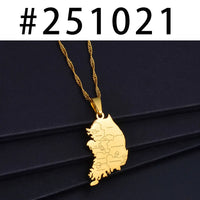 Anniyo Republic of Korea & City Name Pendant Necklaces for Women Girls South Korea Jewelry Maps Korean  #251021