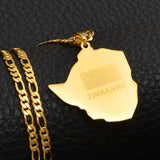 Anniyo Map of Zimbabwe Pendant Necklaces Jewellery for Women Men Gold Color Zimbabweans Maps Necklace African #043721