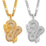 Anniyo Dragon Model Pendant Necklaces Women Men Gold Color Jewellery Cubic Zirconia Mascot Ornaments Lucky Symbol  @067104